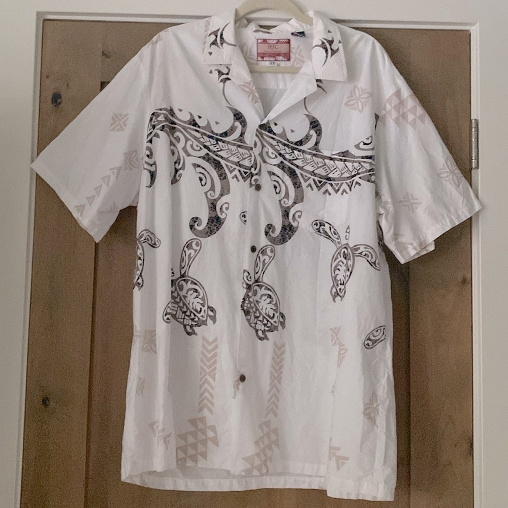 VTG RJC Mens 2X Hawaiian Shirt Turtles Made in Hawaii Tropical Vacation Cotton